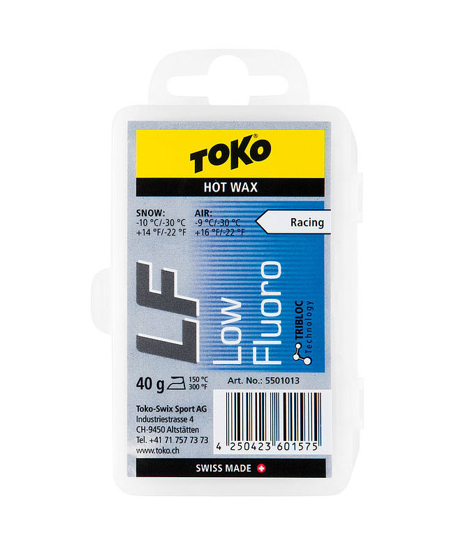 TOKO Парафин низкофтористый LF RACING HOT WAX BLUE (-10/-30), 40 г Артикул: 5501013