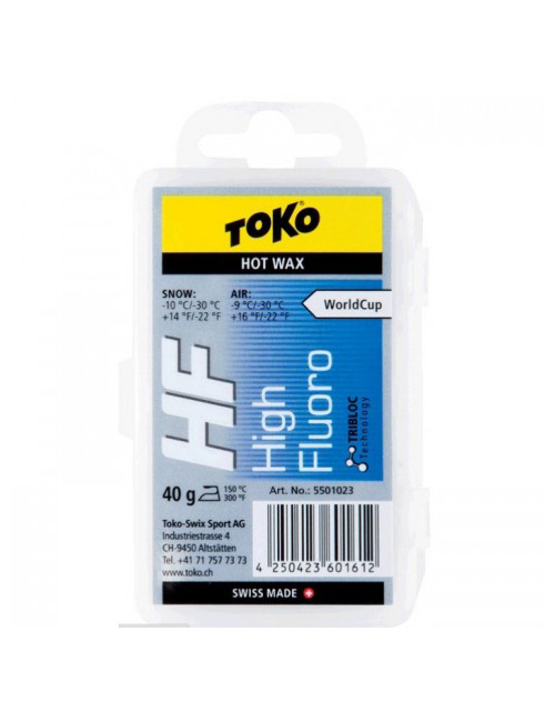 TOKO Парафин высокофтористый HF WC HOT WAX BLUE (-10/-30), 40 г Артикул: 5501023