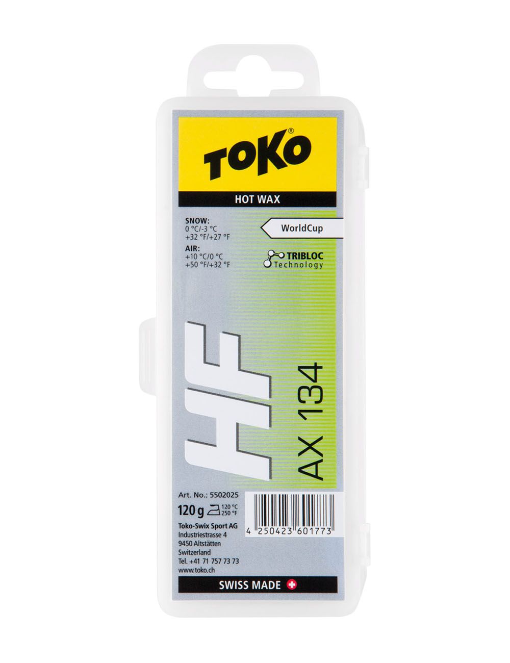 TOKO Парафин TOKO HF WC TRIBLOC HOT WAX AX 134, 120 г Артикул: 5502025