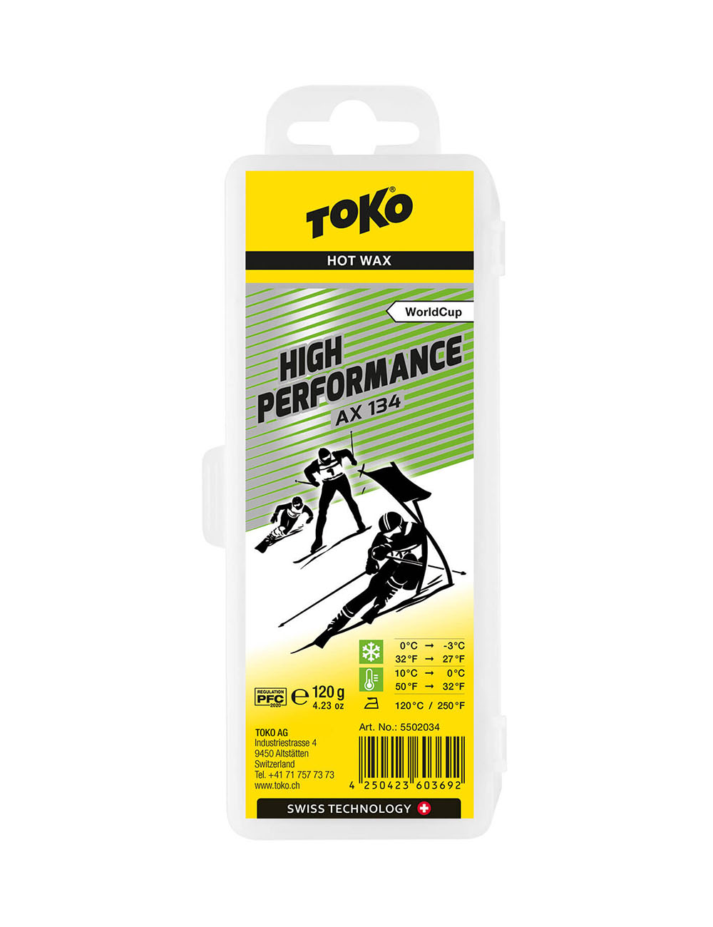 TOKO Парафин TOKO HIGH PERFORMANCE WC HOT WAX AX 134, 120 г Артикул: 5502034