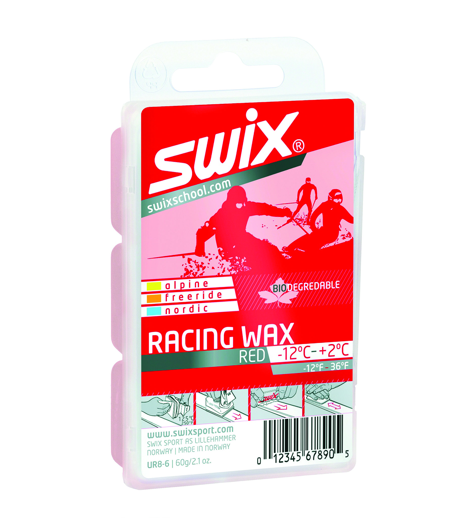 SWIX Парафин SWIX RACING WAX RED BIO +2/-12 C, 60 г Артикул: UR8-6