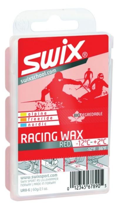 SWIX Парафин SWIX RACING WAX RED BIO +2/-12 C, 60 г Артикул: UR8-6