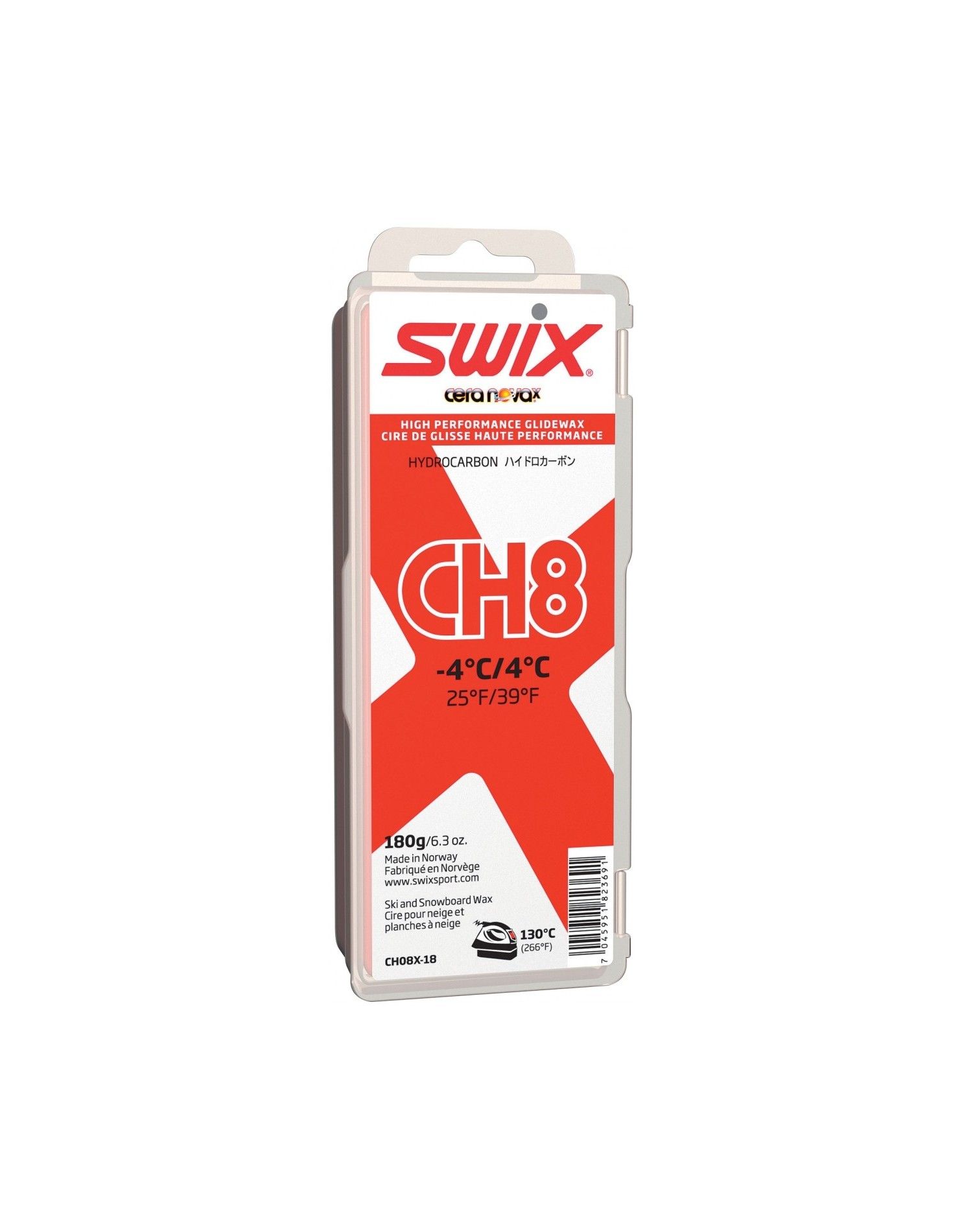 SWIX Парафин SWIX CH8X RED +4/-4 C, 180 г Артикул: CH08X-18