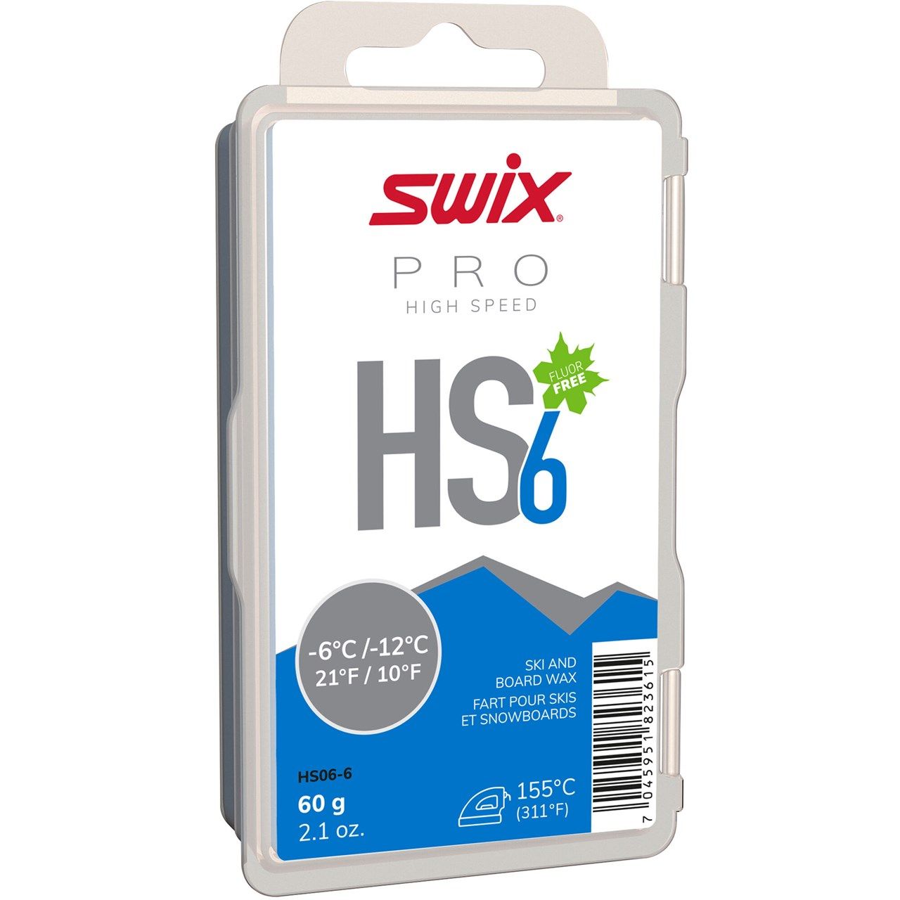 SWIX Парафин SWIX HS6 BLUE -6/-12 C, 60 г Артикул: HS06-6