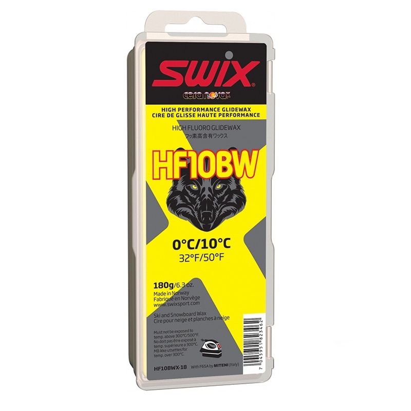 SWIX Высокофтористый парафин SWIX HF 10BWX BLACK с добавкой BW +10/ 0 C, 180 г Артикул: HF10BWX-18