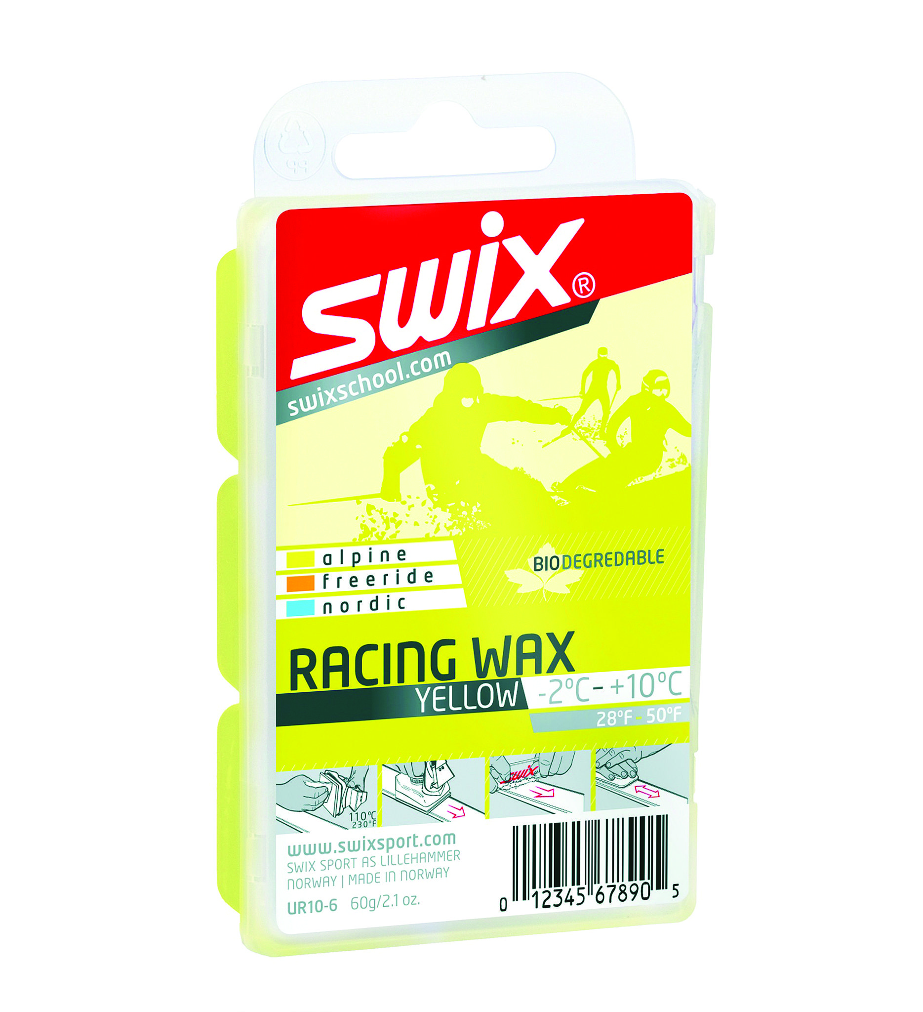 SWIX Парафин SWIX RACING WAX YELLOW BIO +10/-2 C, 60 г Артикул: UR10-6