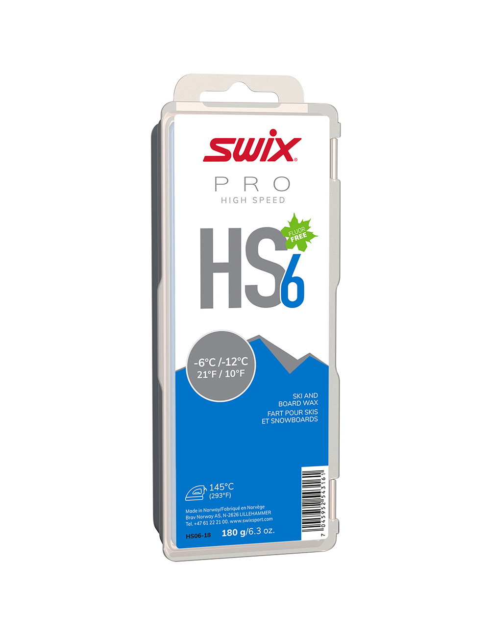 SWIX Парафин HS6 BLUE (-6/-12), 180 г Артикул: HS06-18