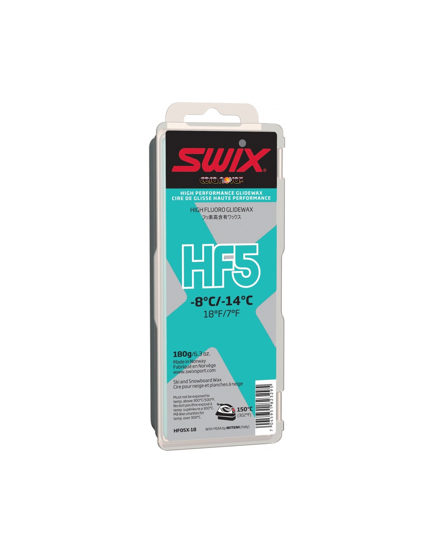 SWIX Мазь скольжения HF5X TURQUOISE (-8...-14), 180 г Артикул: HF05X-18