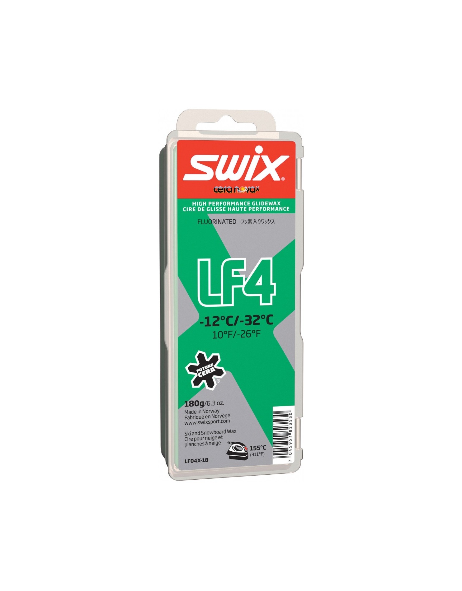 SWIX Мазь скольжения LF4X GREEN (-12...-32), 180 г Артикул: LF04X-18
