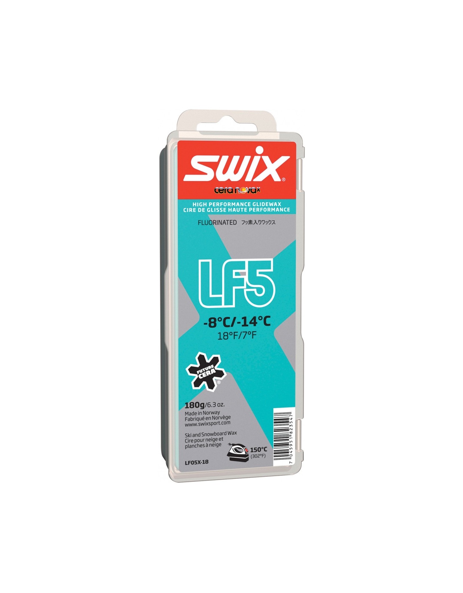 SWIX Мазь скольжения LF5X TURQUOISE (-8...-14), 180 г Артикул: LF05X-18