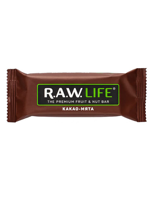 R.A.W LIFE Батончик "Какао-мята", 47 г Артикул: RAWLIFE-05
