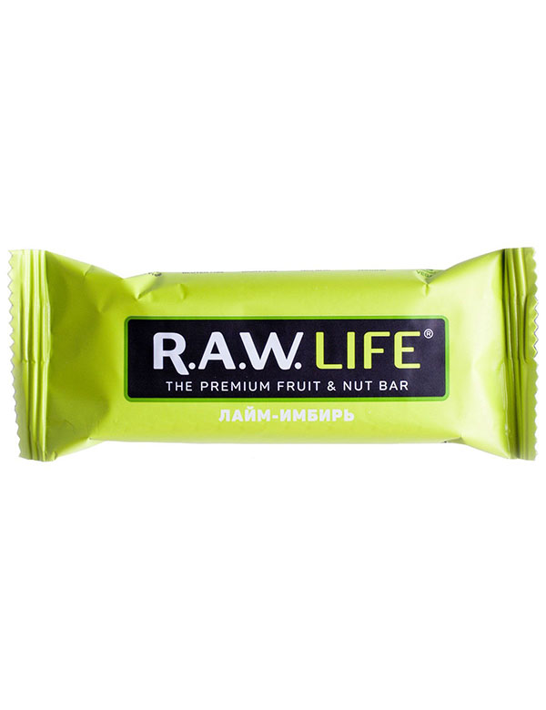 R.A.W LIFE Батончик "Лайм - Имбирь", 47 г Артикул: RAWLIFE-08