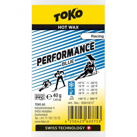 TOKO Парафин TOKO PERFORMANCE HOT WAX BLUE, 40 г Артикул: 5501017