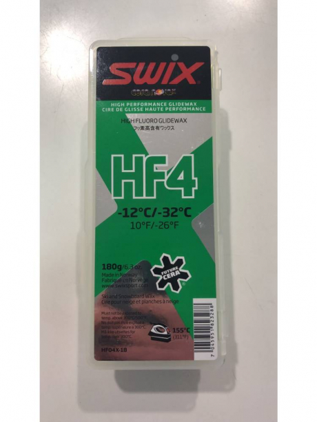 SWIX Высокофтористый парафин SWIX HF 4X GREEN -12/-32 C, 180 г Артикул: HF04X-18