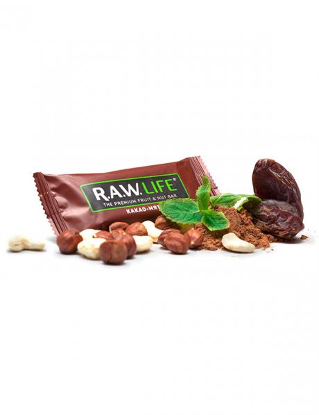 R.A.W LIFE Батончик "Какао-мята", 47 г Артикул: RAWLIFE-05