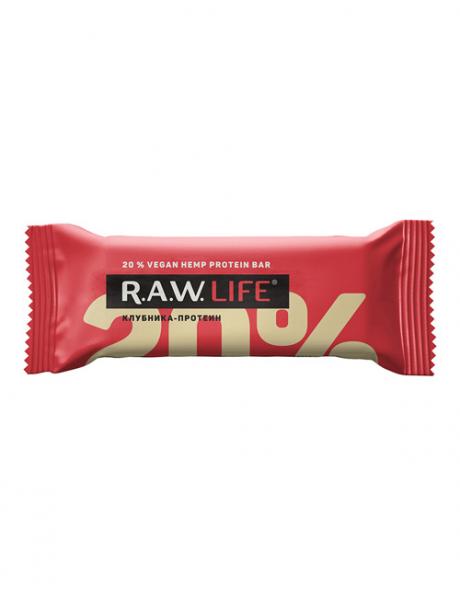 R.A.W LIFE Батончик "Клубника-протеин", 47 г Артикул: RAWLIFE-11